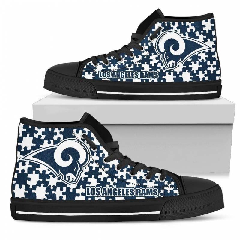 Puzzle Logo With Los Angeles Rams High Top Shoes #376