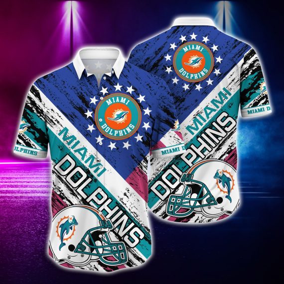 Gift For Husband Gift For Dad Miami Dolphins Rugby Helmet Hawaiian Shirt D10