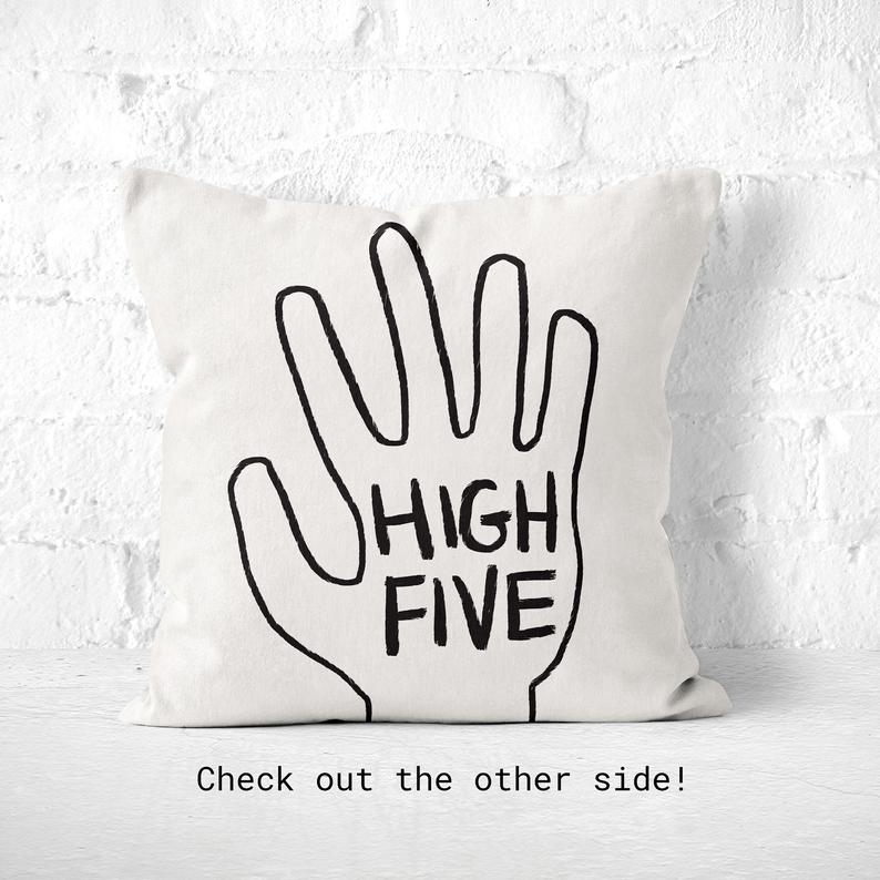 High Five Throw Pillow, Funny Throw Pillow, Novelty Toss Cushion, Quirky Decor, Kids Room, Dorm Nursery