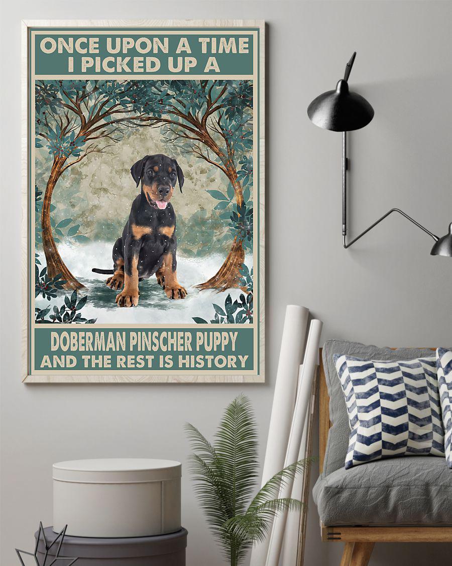 Doberman Pinscher Puppy Once Upon A Time Portrait Poster & Canvas Gift For Dog Lover Friend Family Birthday Home Decor Wall Art Visual Art