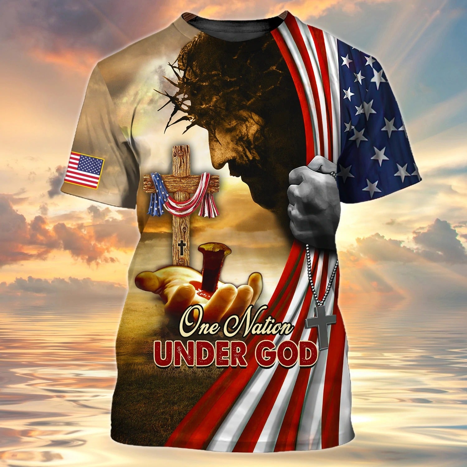 One Nation Under God Christian 3D Full Printed Shirts, Independence Day Hoodie 3D Tee Shirt, Patriotice 3D Tshirts