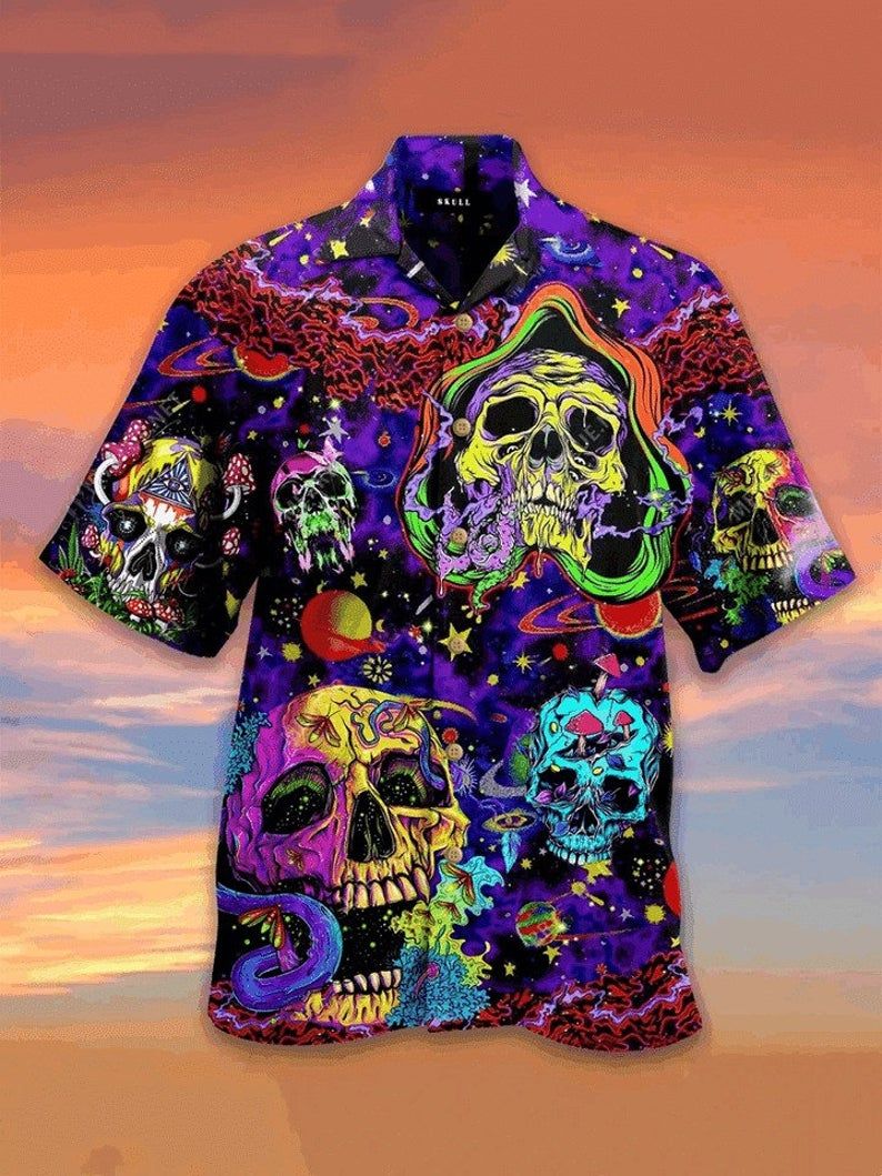 Skull Hippie Multicolor Amazing Design Hawaii Shirt Ha34215