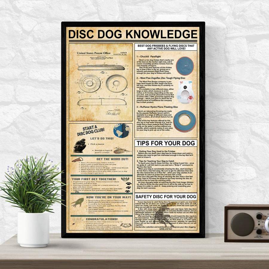 Wozoro Unframed Poster Disc Dog Knowledge Size 11×17, 16×24, 24×36 inch