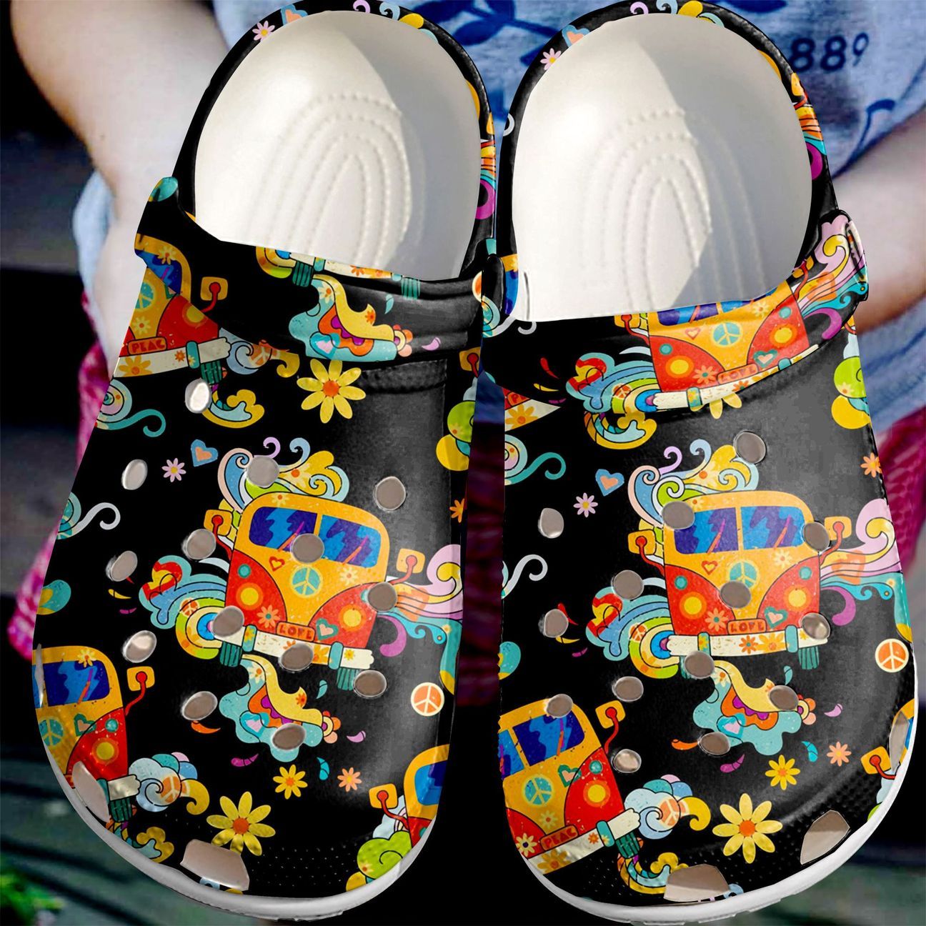 Hippie Personalize Clog, Custom Name, Text, Fashion Style For Women, Men, Kid, Print 3D Hippie Van