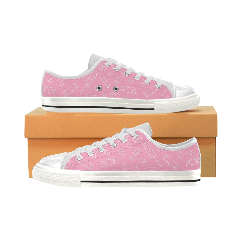 Sweet candy pink background Women’s Low Top Shoes White