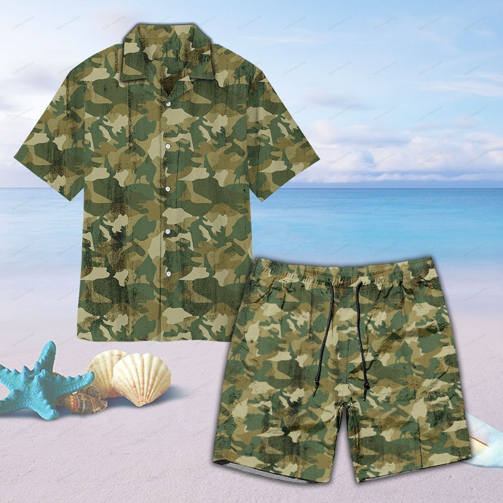 Camo Unisex Hawaiian Shirt Beach Hunting Hawaiian Ha46316