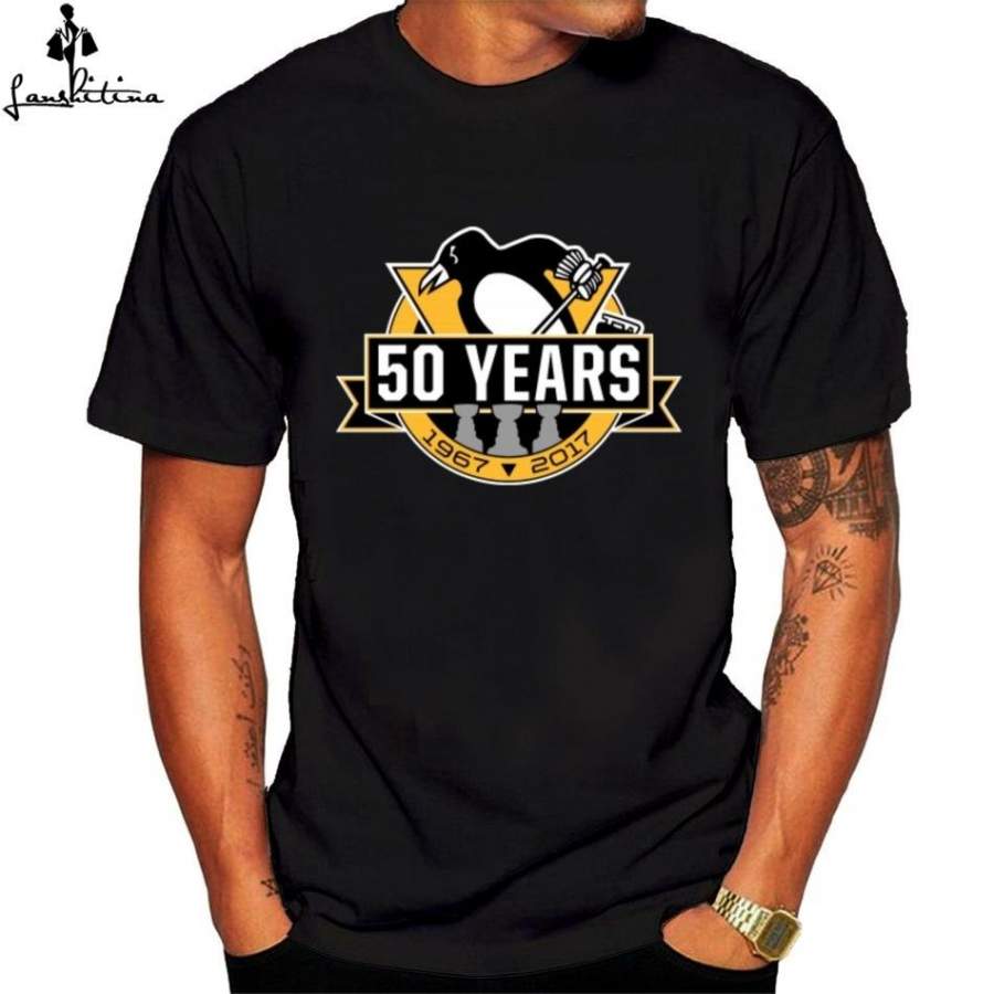 fashion shirt Printed T-shirt Funny T Shirt Men’s 50th Years Penguins shirts Black hot