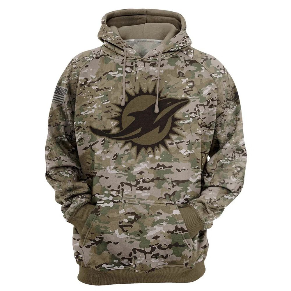 Camo Miami Dolphins Sweatshirt Unisex Cashmere Salute to Service Hoodie