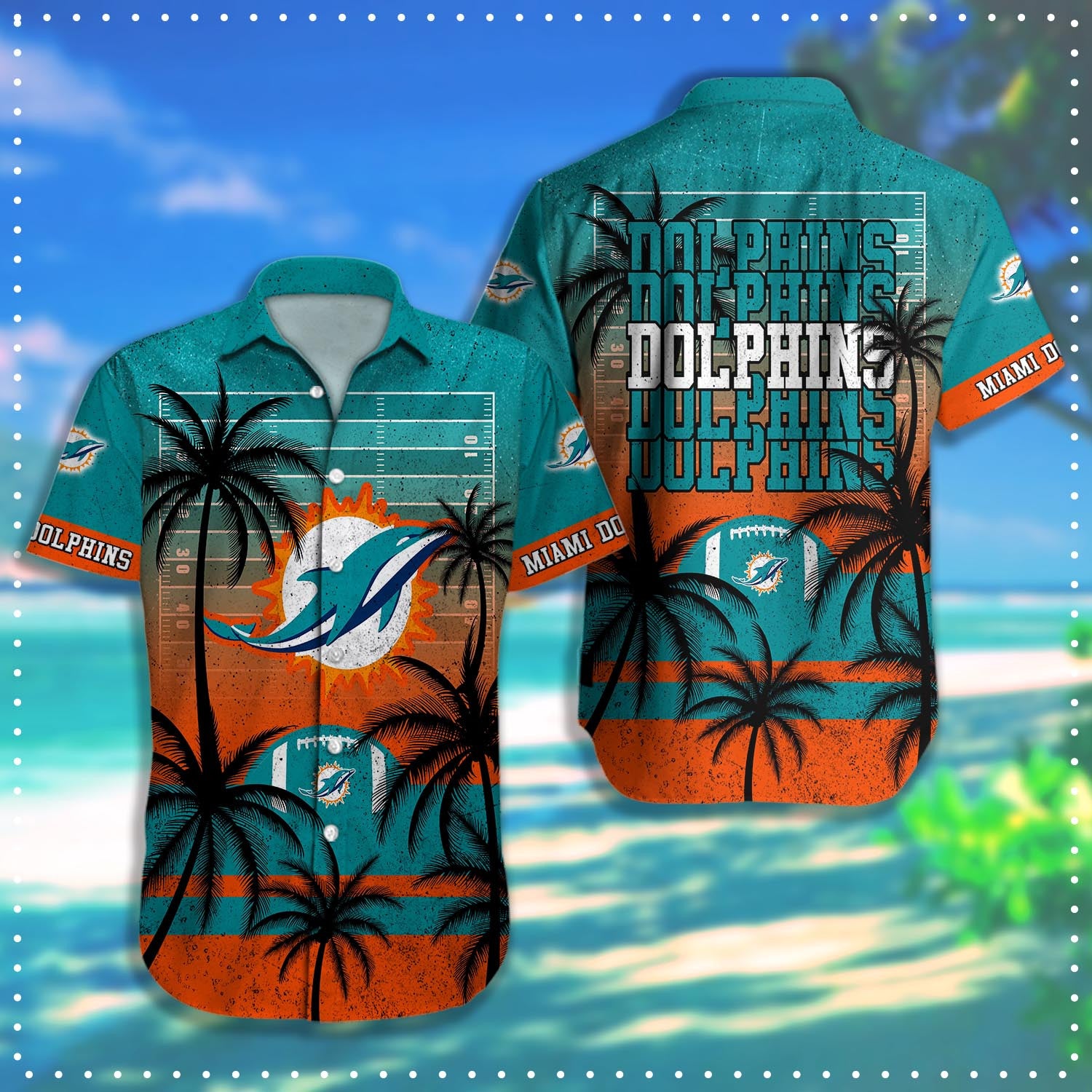 Miami Dolphins Hawaiian Shirt Coconut Tree & Ball