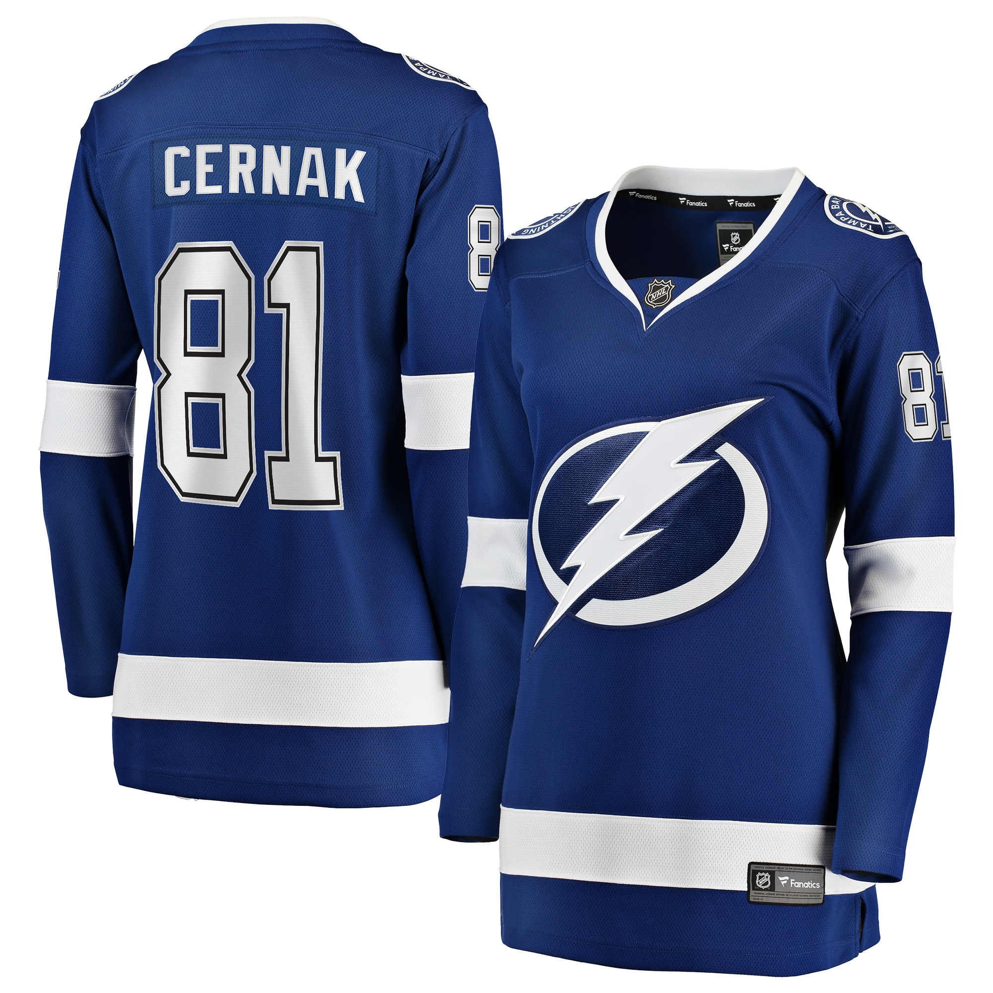 Erik Cernak Tampa Bay Lightning Branded Women's Home Breakaway Player Jersey – Blue