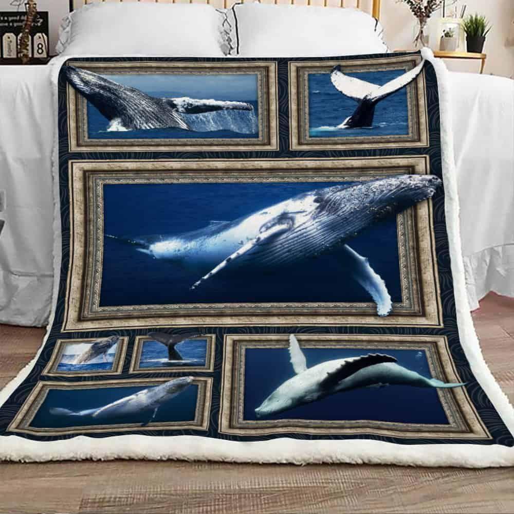 Whale Under The Sea Sherpa Fleece Blanket