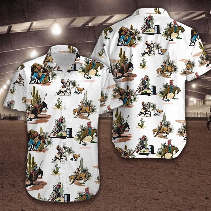 Rodeo Cowboy White Hawaii Shirt Ha43973