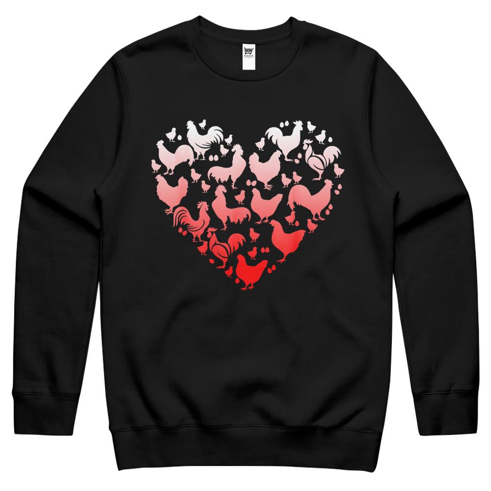 Valentine Day Chicken Heart- Funny Animal Farmer Lover Gifts Crewneck Sweatshirt