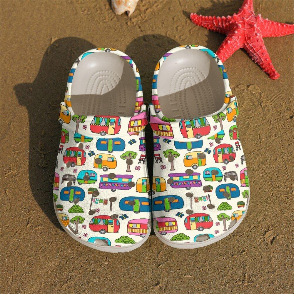 Camping Personalized Clog, Custom Name, Text, Color, Number Fashion Style For Women, Men, Kid, Print 3D Caravans