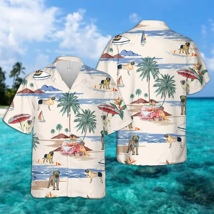 English Mastiff Summer Beach Hawaii Hawaii Shirts For Men Short Sleeve Aloha Shirt Ha73393