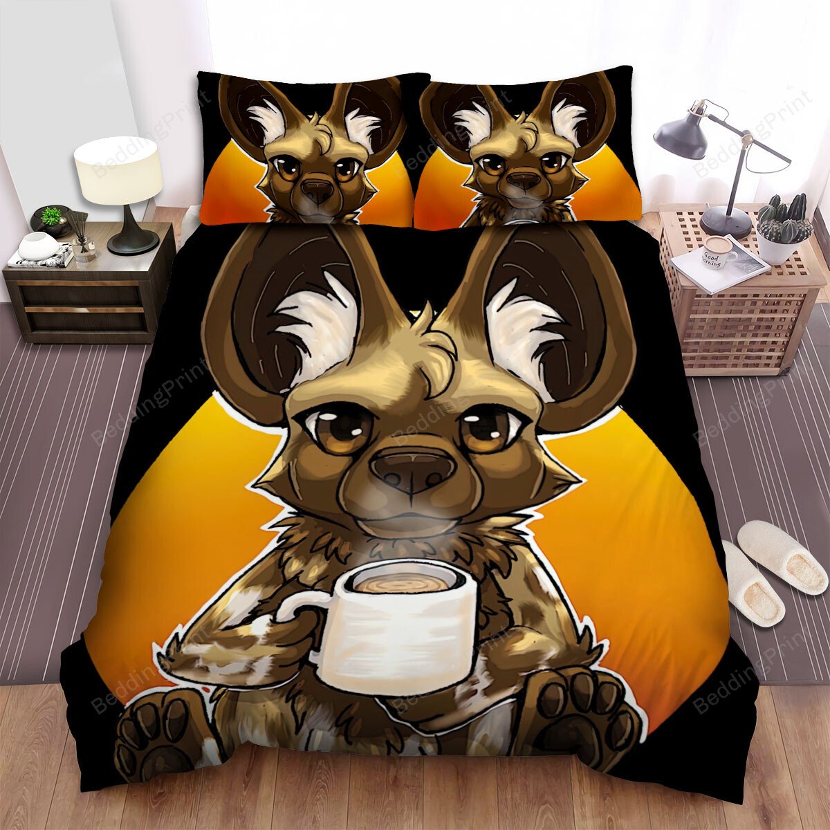 The Wild Animal – The African Wild Dog Cub Holding A Coffee Mug Bed Sheets Spread Duvet Cover Bedding Sets