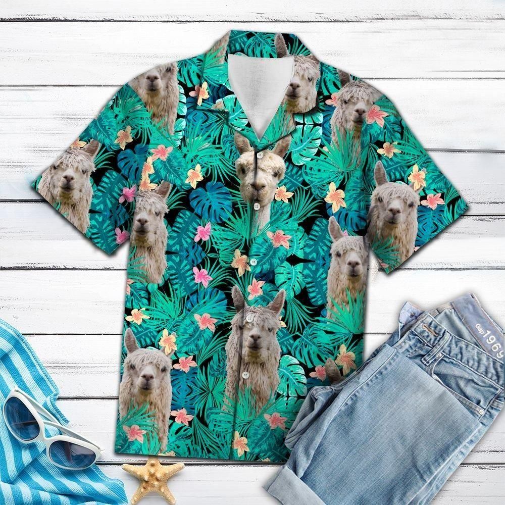 Alpacas Tropical Aloha Hawaiian Shirt Colorful Short Sleeve Summer Beach Casual Shirt For Men And Women