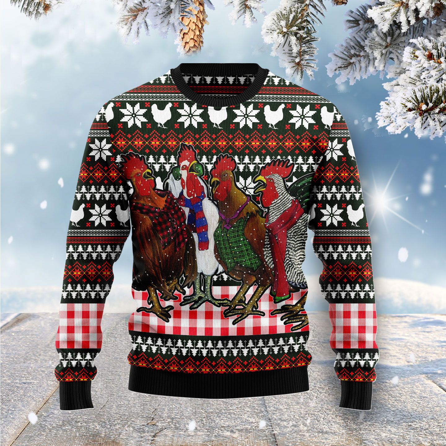 Chicken Under Snow G5116 Ugly Christmas Sweater