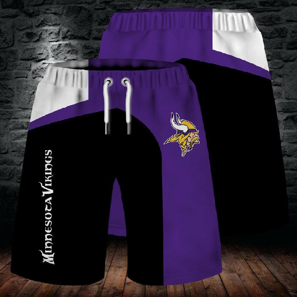 Minnesota Vikings Summer Beach Short Pants 3D Men Cool Shorts Swim Trunks