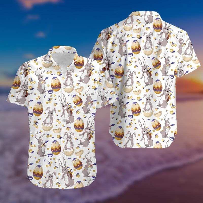 Beach Shirt Happy Easter Day Bunny Painted Cute Eggs Hawaiian Aloha Shirts V