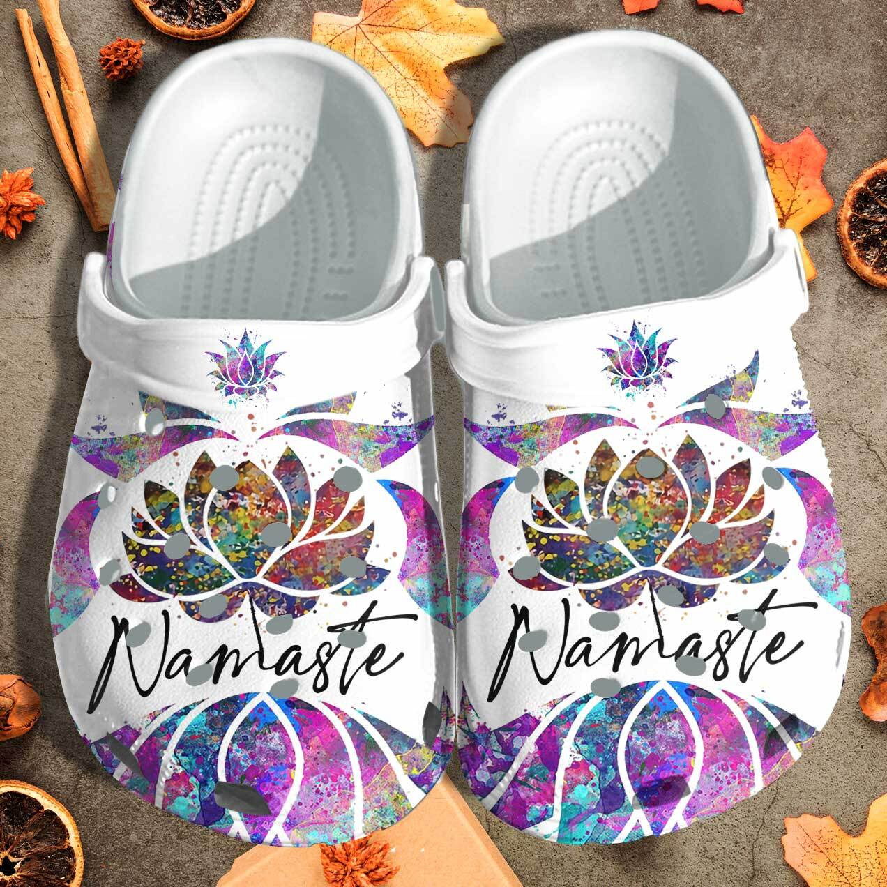 Namaste Lotus Yoga Shoes Clogs – Love Light And Peace Crocs Birthday Gift For Women – Cr-Namaste