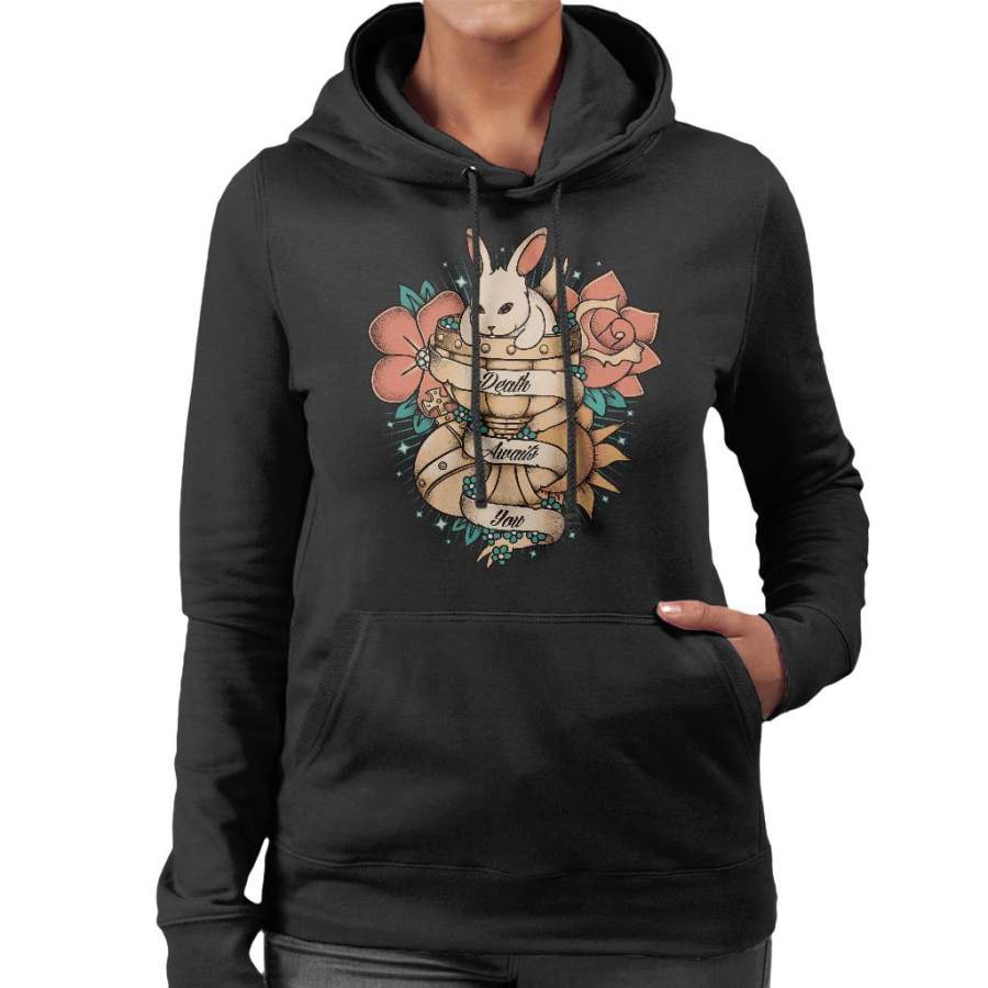 Rabbit Of Caebannog Monty Python And The Holy Grail Tattoo Style Women’s Hooded Sweatshirt