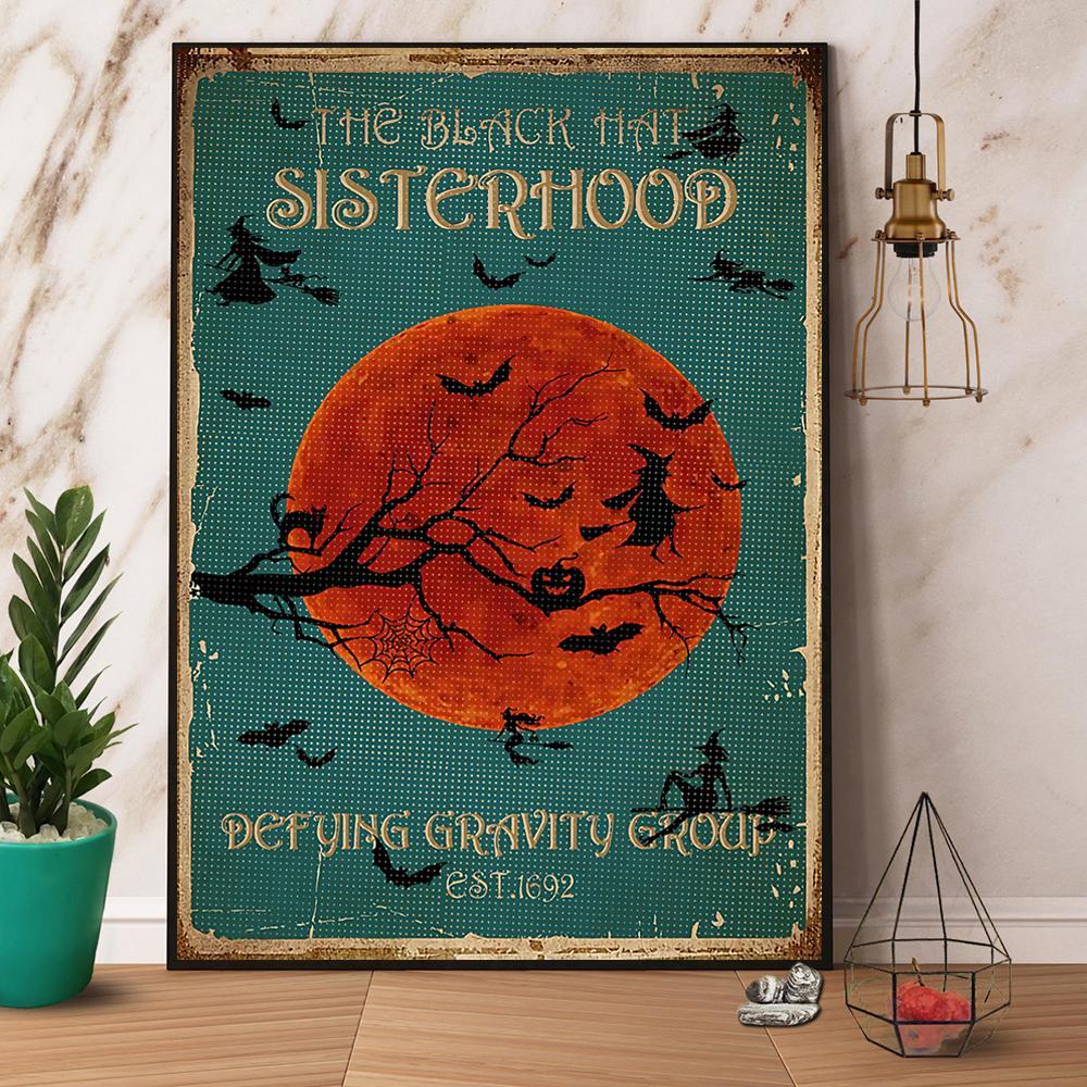 Witch The Black Hat Sisterhood Defying Gravity Group Halloween Gift Paper Poster No Frame  Matte Canvas Wall Decor