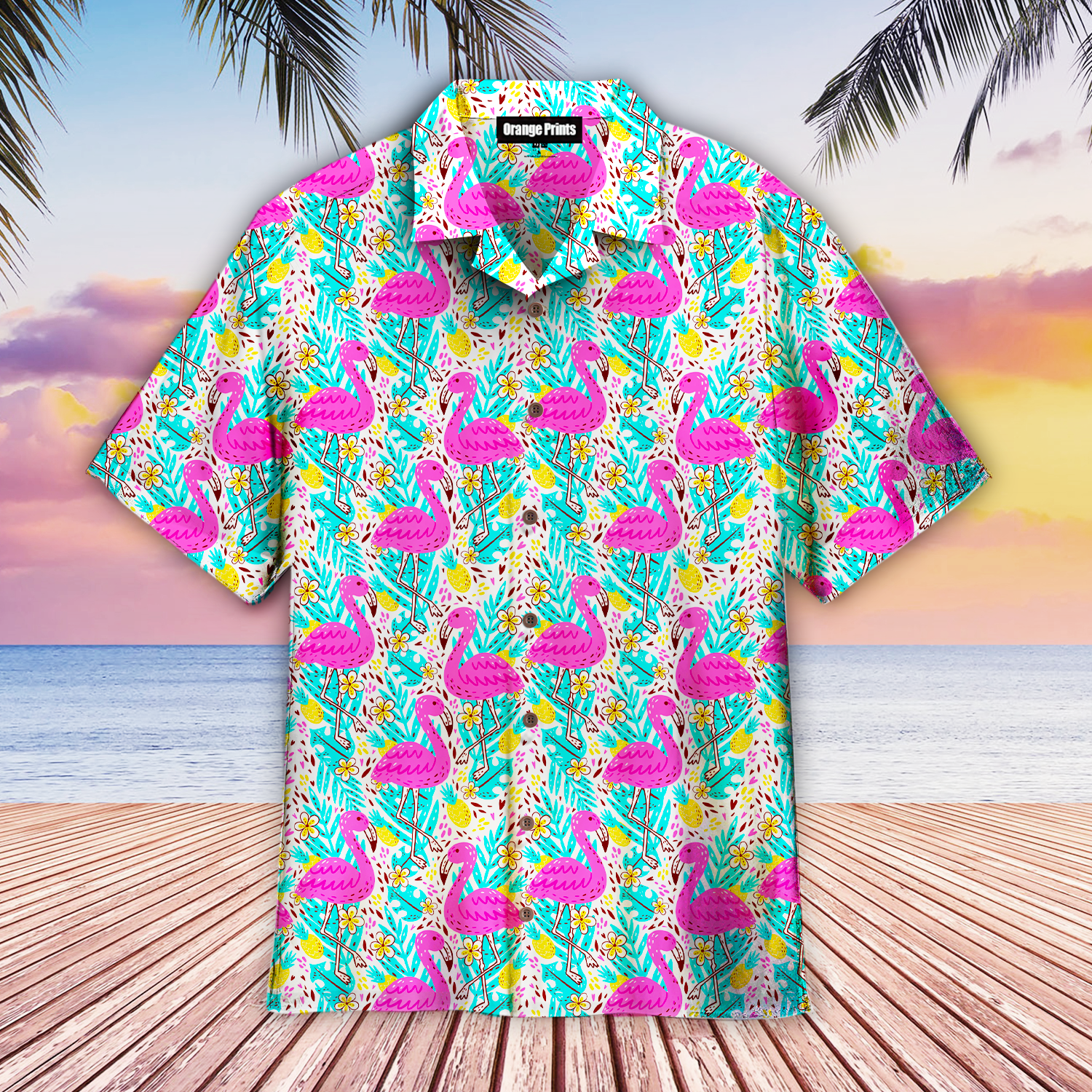 Bright Summer Pattern With Flamingo Aloha Hawaii Shirts For Men Women Ha59809