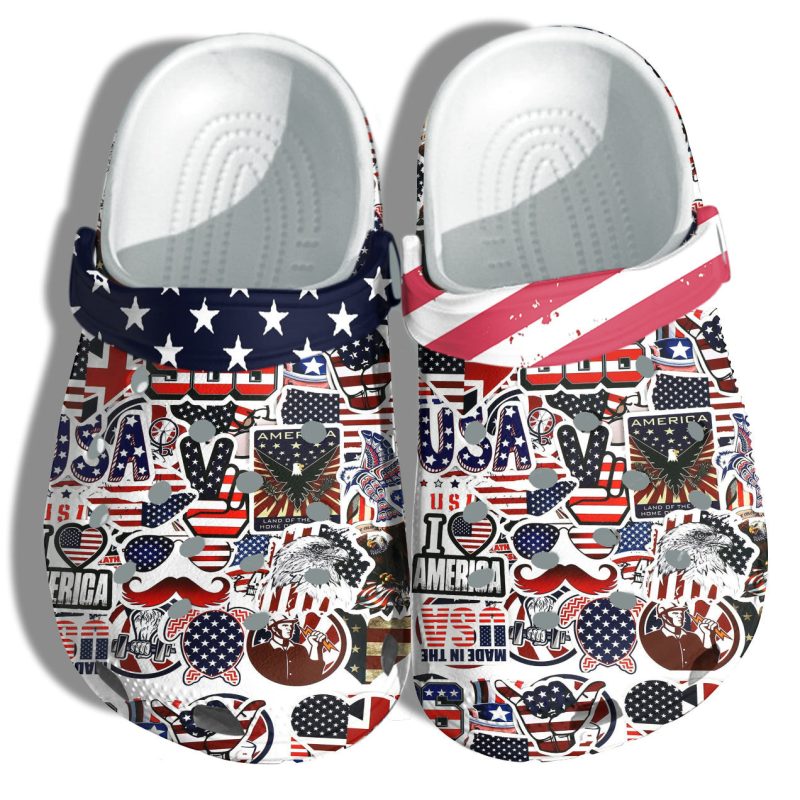 Sticker National Day Veterans 4Th Of July Shoes Gift Men Father Day – Strong Eagle Hawk Worker America Flag Shoes Gift Son