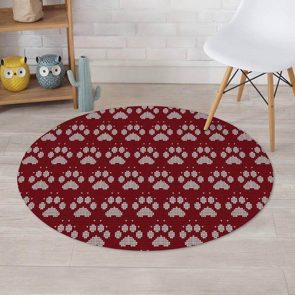 Christmas Ugly Paw Round Rug