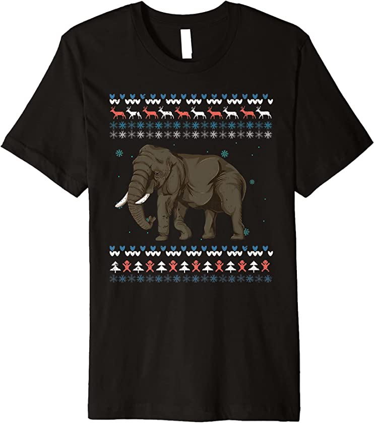 Merry Xmas Africa Zoo Animal Lover Ugly Christmas Elephant Premium T-Shirt