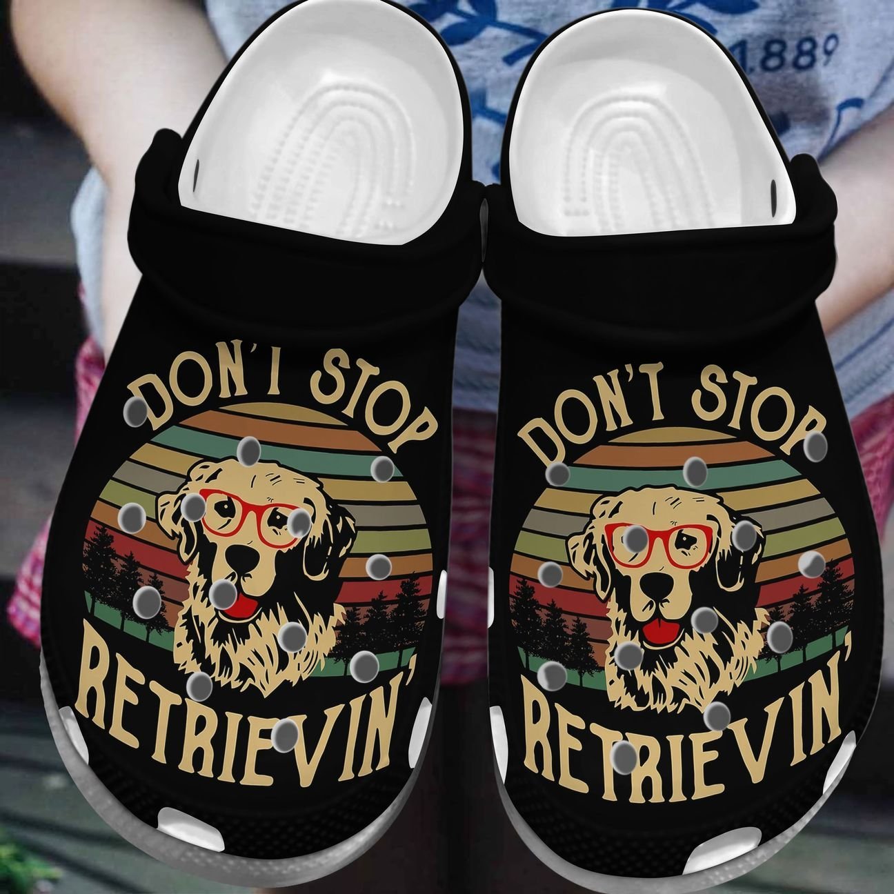 Golden Retriever Personalized Clog, Custom Name, Text, Color, Number Fashion Style For Women, Men, Kid, Print 3D Don’T Stop Retrievin’