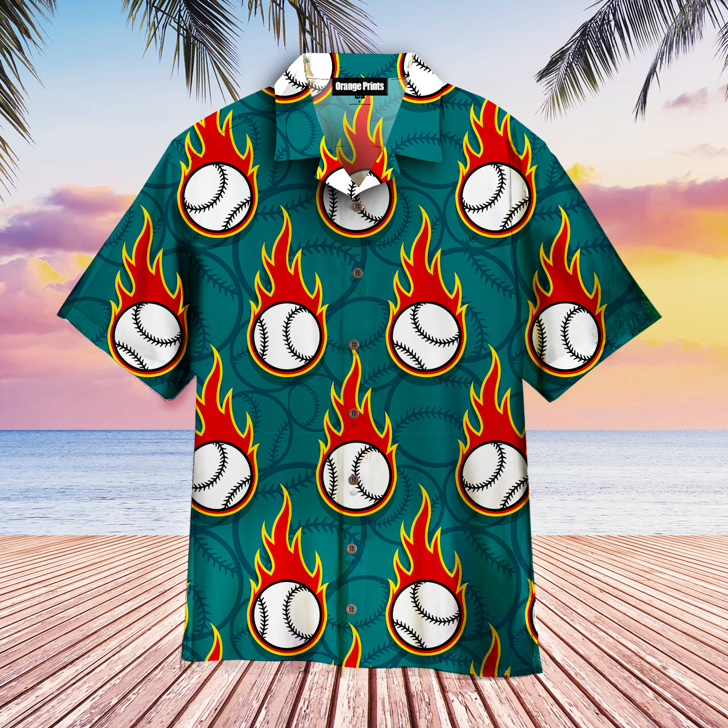 Flaming Baseball Ball Hawaii Shirt For Men Women Ha40153