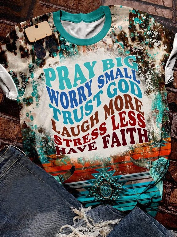 Pray Big Worry Small Trust God Leopard 3D Tshirt Hoodie Long-Sleeve Gift For Easter