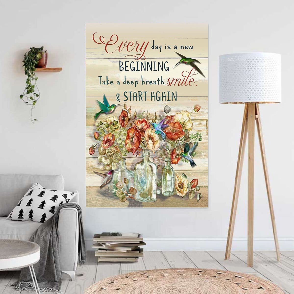 Canvas Prints Hummingbird Everyday Is A New Beginning Wall Art Home Decor