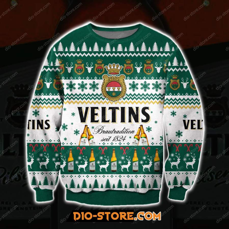 VELTINS BEER 3D ALL OVER PRINT UGLY CHRISTMAS SWEATSHIRT