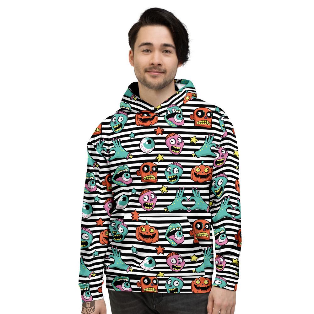 Zombie Striped Halloween Print Pattern Men’S Hoodie