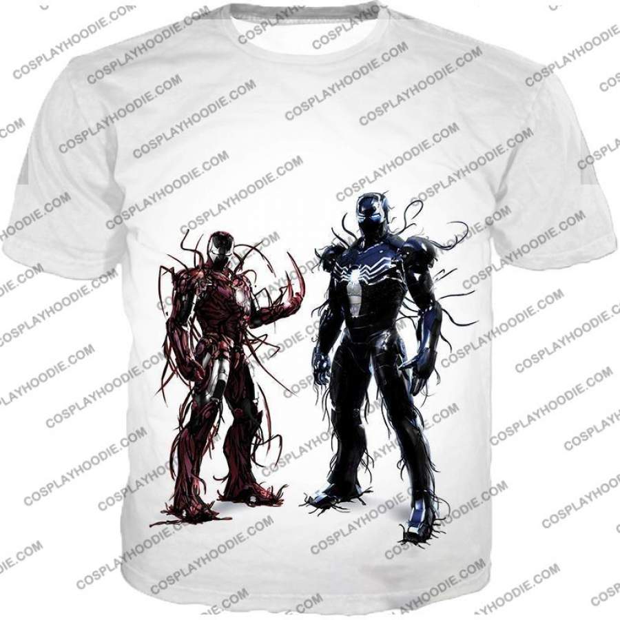 White Symbiotic Iron Man and Venom Promo T-Shirt VE005