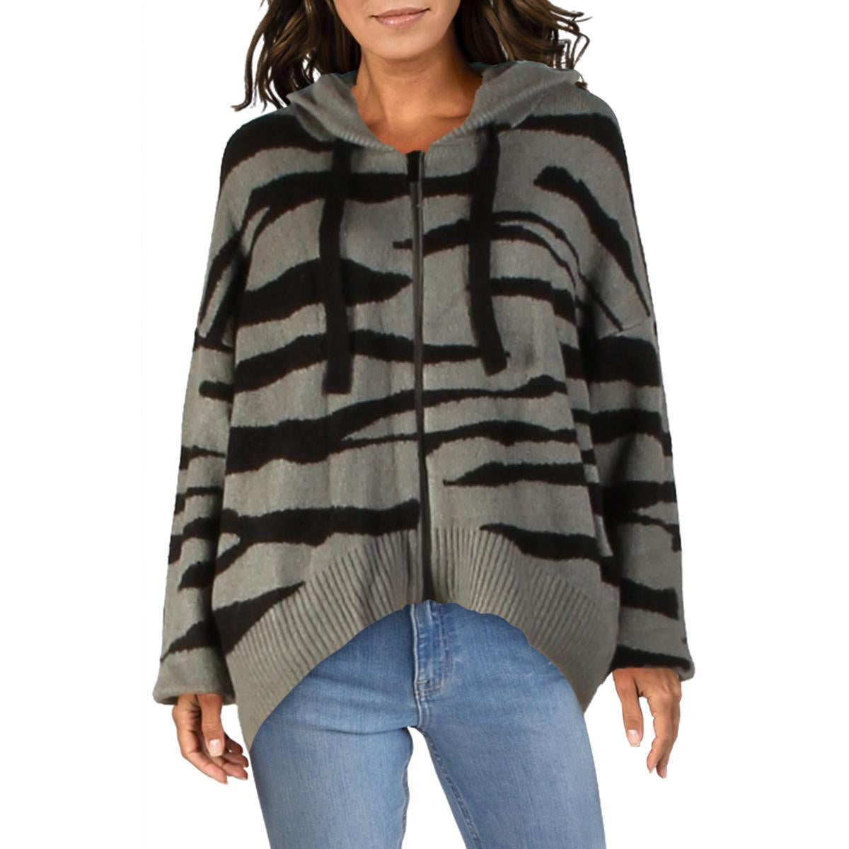 Womens Animal Print Cold Weather Cardigan Sweater