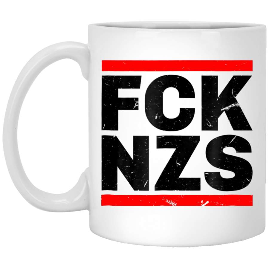 FCK NZS Antifa Anti-Racism Anti Nazi Vintage Design White Mug