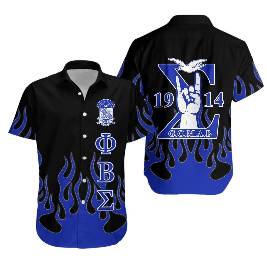 Africa Zone Shirt – Phi Beta Sigma Hand Sign Flame Short Sleeve Shirts A39