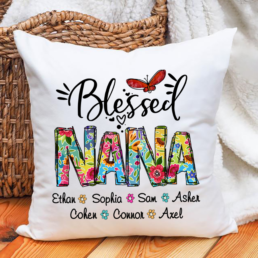 Blessed Nana Grandklids Flower Colorful Indoor Pillow