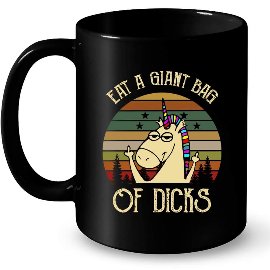 Eat A Giant Bag Of Dicks, Unicorn Funny, Classic Vintage Retro – Full-Wrap Coffee Black Mug