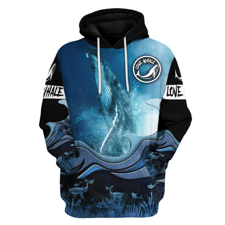 Gearhuman 3D Loving Whale Watching Custom Tshirt Hoodie Apparel