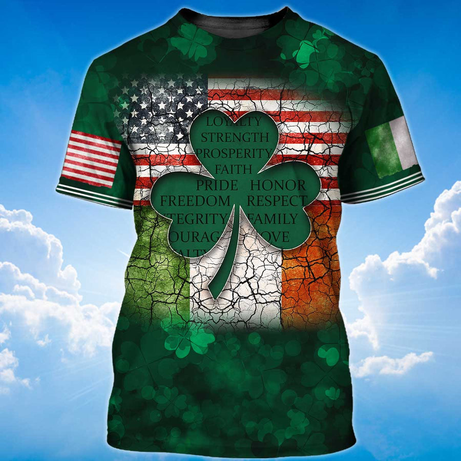 Shamrock Flag American Ireland Irish 3D Shirt, My Nation My Heritage T-Shirt, St Patrick’S Day T-Shirt