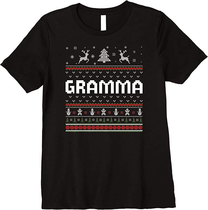 Womens Gramma Ugly Holiday Party Matching Ugly Christmas Sweater Premium T-Shirt