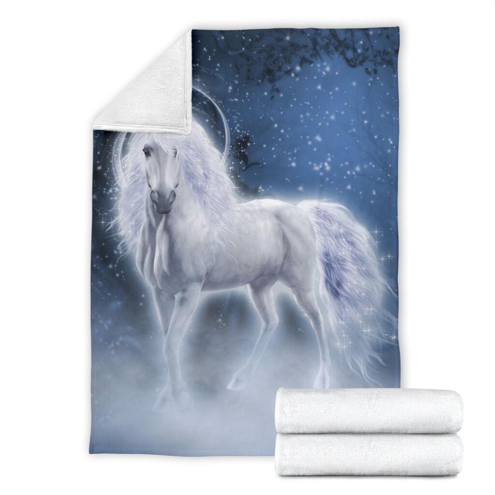 Animal Horse Whitescene Fleece Blanket Family Gift Home Decor Bedding Couch Sofa Soft And Comfy Cozy