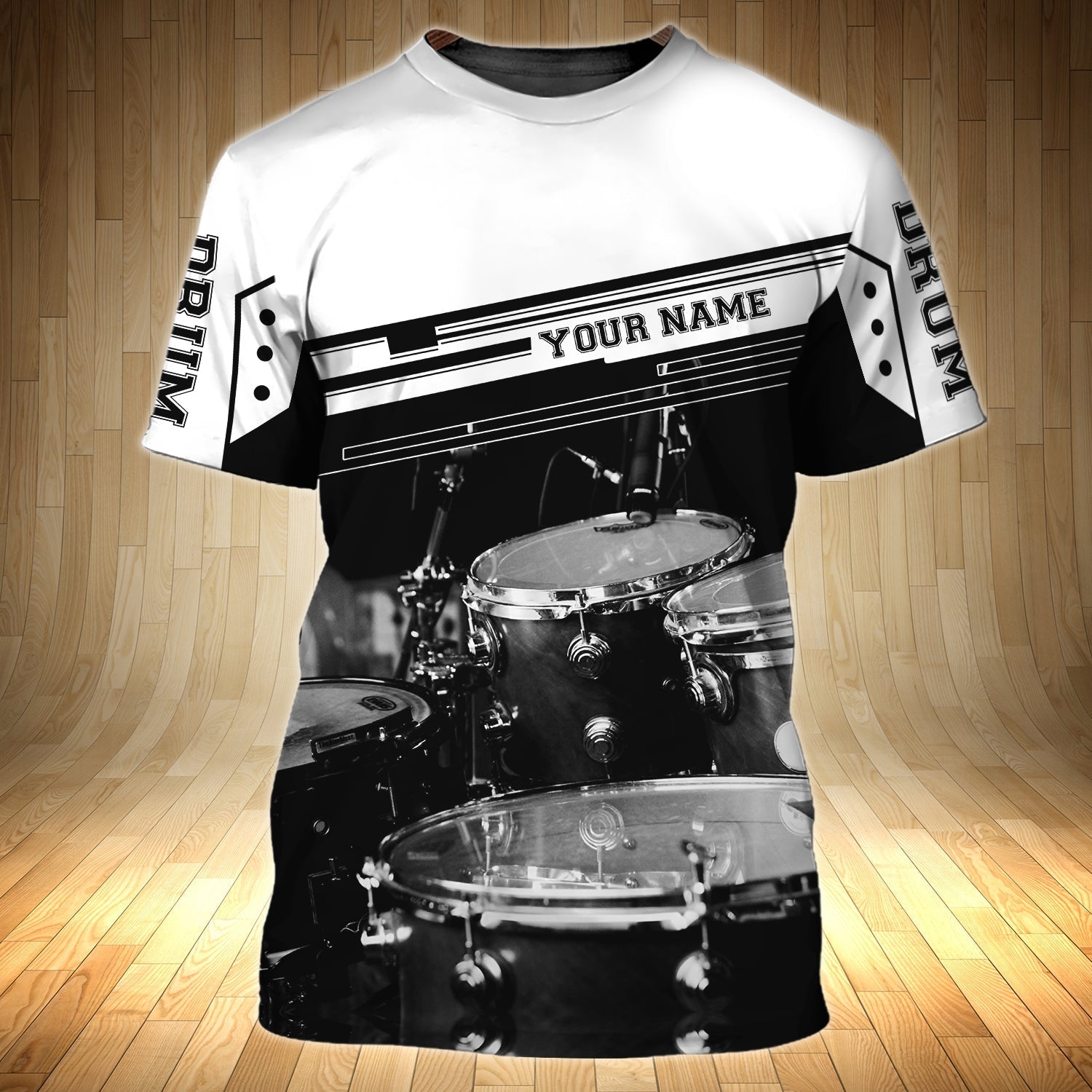 Personalized With Name 3D Shirt Drum Black And White For Drummer, Sublimation Shirts For Drum Lover