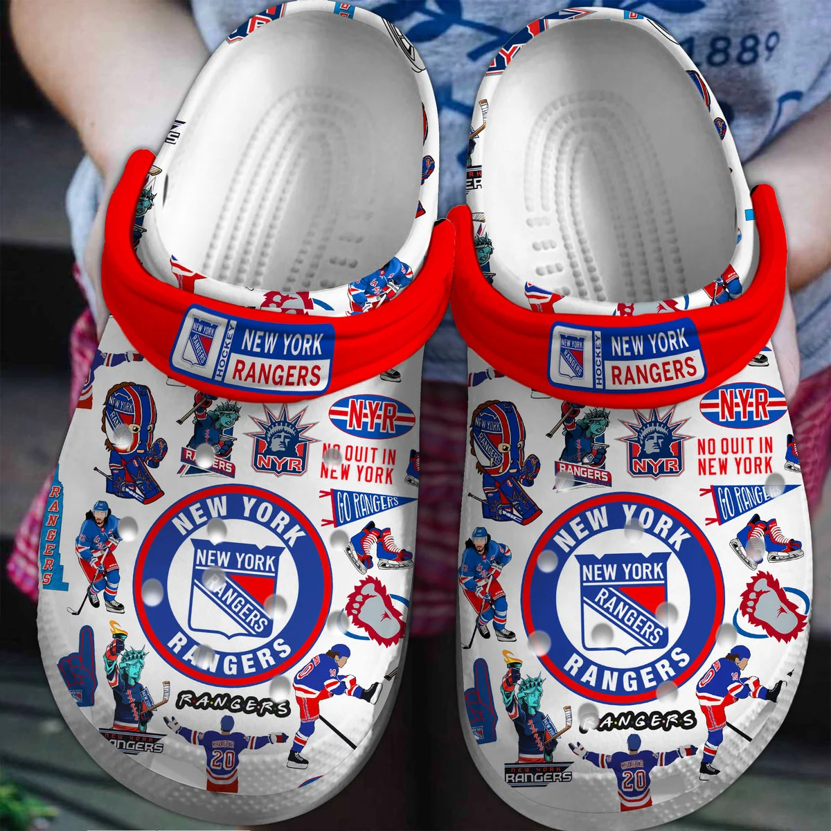 New York Rangers Ice hockey team NHL Sport Crocs Clogs Crocband Shoes Comfortable For Men Women and Kids