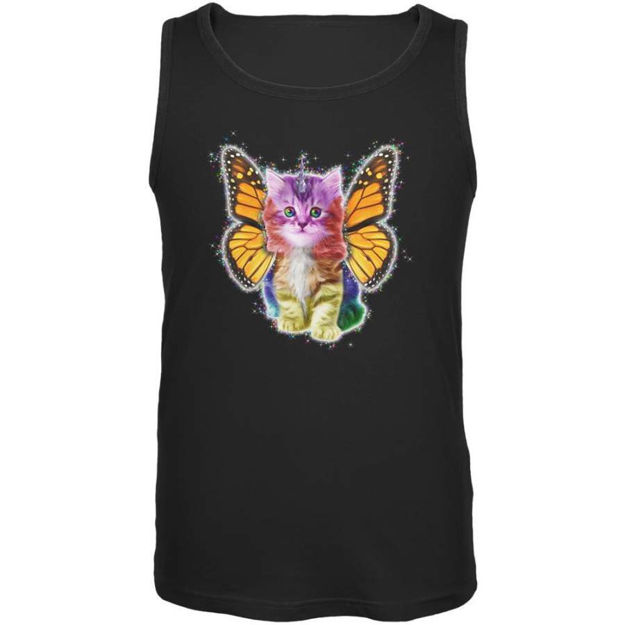 Rainbow Butterfly Unicorn Kitten Mens Tank Top